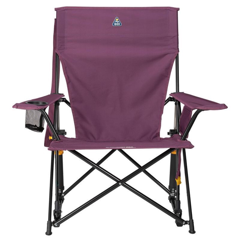 slide 2 of 11, GCI Outdoor Comfort Pro Rocker Foldable Rocking Camp Chair with Solid Backrest - Dull Amethyst: Steel Frame, Max Capacity 250 lbs, 250 lb