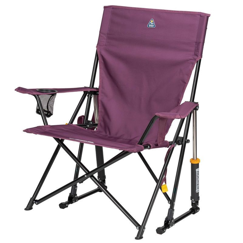 slide 3 of 11, GCI Outdoor Comfort Pro Rocker Foldable Rocking Camp Chair with Solid Backrest - Dull Amethyst: Steel Frame, Max Capacity 250 lbs, 250 lb