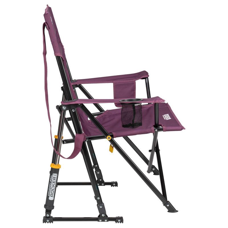slide 4 of 11, GCI Outdoor Comfort Pro Rocker Foldable Rocking Camp Chair with Solid Backrest - Dull Amethyst: Steel Frame, Max Capacity 250 lbs, 250 lb