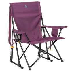 GCI Outdoor Comfort Pro Rocker Foldable Rocking Camp Chair with Solid Backrest - Dull Amethyst: Steel Frame, Max Capacity 250 lbs