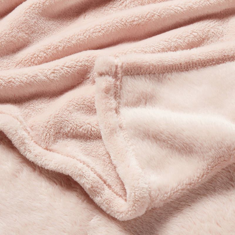 slide 3 of 3, Full/Queen Microplush Blanket Pink - Threshold™, 1 ct