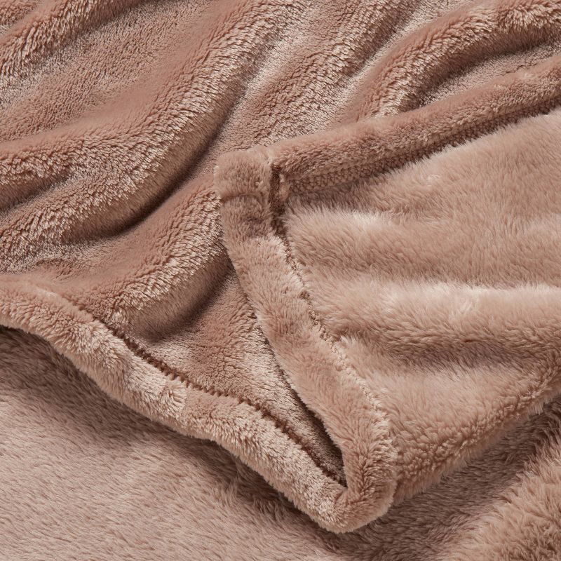 slide 3 of 3, Full/Queen Microplush Blanket Brown - Threshold™, 1 ct