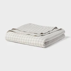 King Brushed Cotton Blanket Gray Houndstooth - Threshold™