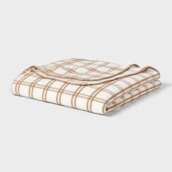 King Brushed Cotton Blanket Ivory/Brown Plaid - Threshold™