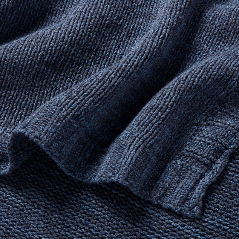 slide 3 of 3, Full/Queen Knit Blanket Navy - Threshold™, 1 ct
