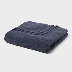 Full/Queen Knit Blanket Navy - Threshold™