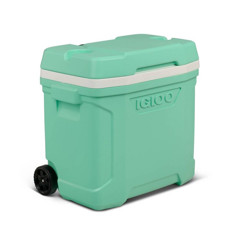 slide 9 of 13, Igloo Latitude 30qt Rolling Cooler - Mint: Polyethylene, Retractable Handle, Wheels, 30 qt