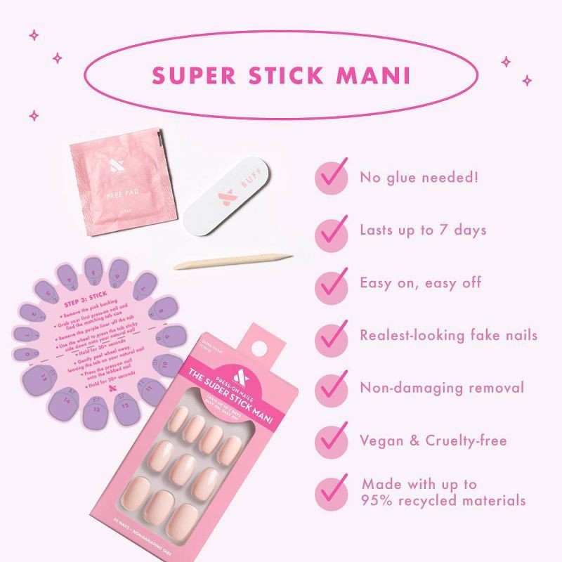 slide 5 of 7, Olive & June Press-On Fake Nails - Round Short - Lollipop - 32ct, 32 ct