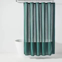72"x72" Herringbone Fabric Shower Curtain Dark Green - Room Essentials™