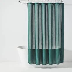 72"x72" Herringbone Fabric Shower Curtain Dark Green - Room Essentials™