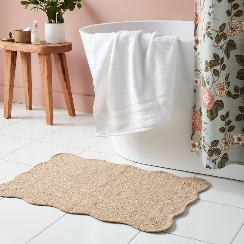 slide 2 of 4, 20"x30" Coastal Scallop Edge Bath Rug Cream - Threshold™, 1 ct