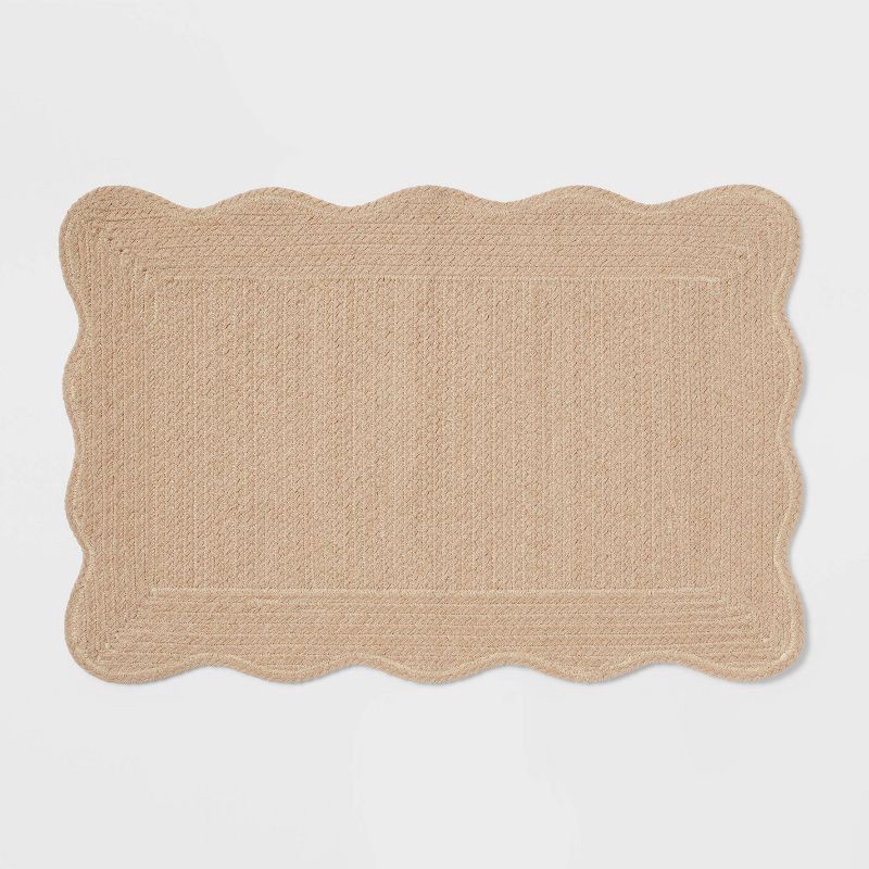 slide 1 of 4, 20"x30" Coastal Scallop Edge Bath Rug Cream - Threshold™, 1 ct