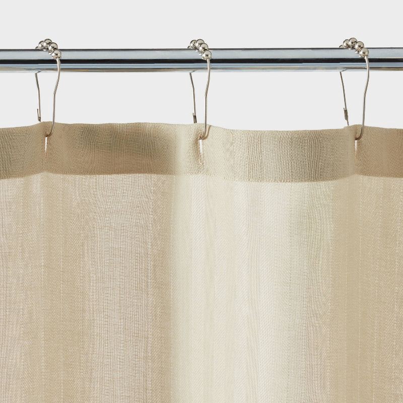 slide 3 of 4, 72"x72" Herringbone Fabric Shower Curtain Tan - Room Essentials™, 1 ct