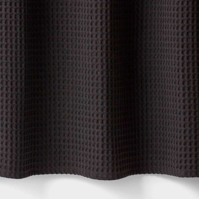 slide 4 of 4, 72"x72" Waffle Weave Shower Curtain Black - Threshold™, 1 ct