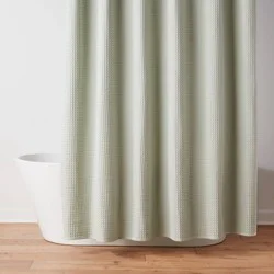 Waffle Weave Shower Curtain Light Sage Green - Threshold™