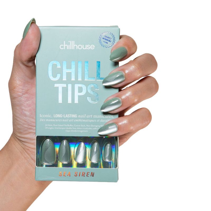slide 2 of 9, Chillhouse Chill Tips Fake Nails - Design Studio - Sea Siren - 24ct, 24 ct