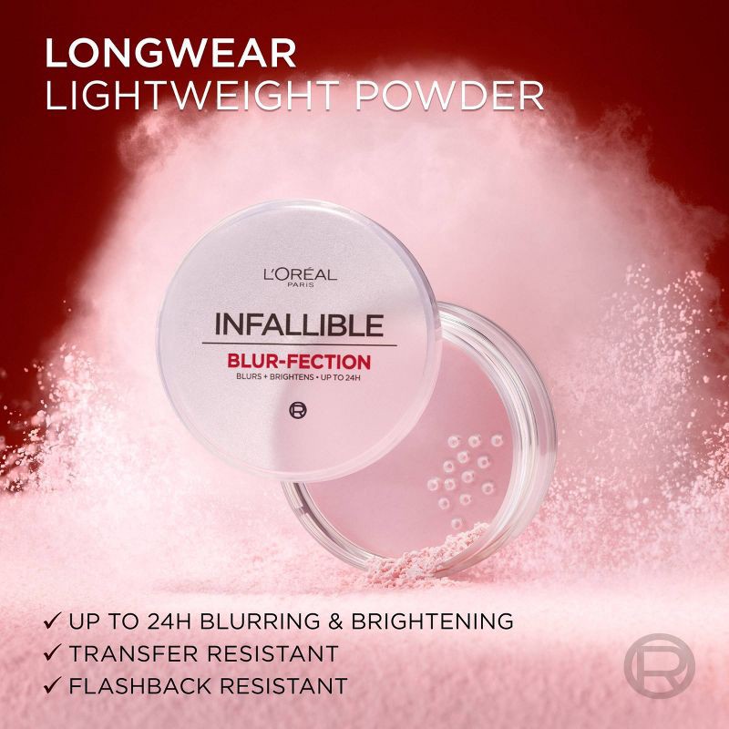 slide 6 of 10, L'Oreal Paris Infallible Blur-fection Longwear Loose Setting Powder - Translucent Light - 0.21oz, 0.21 oz