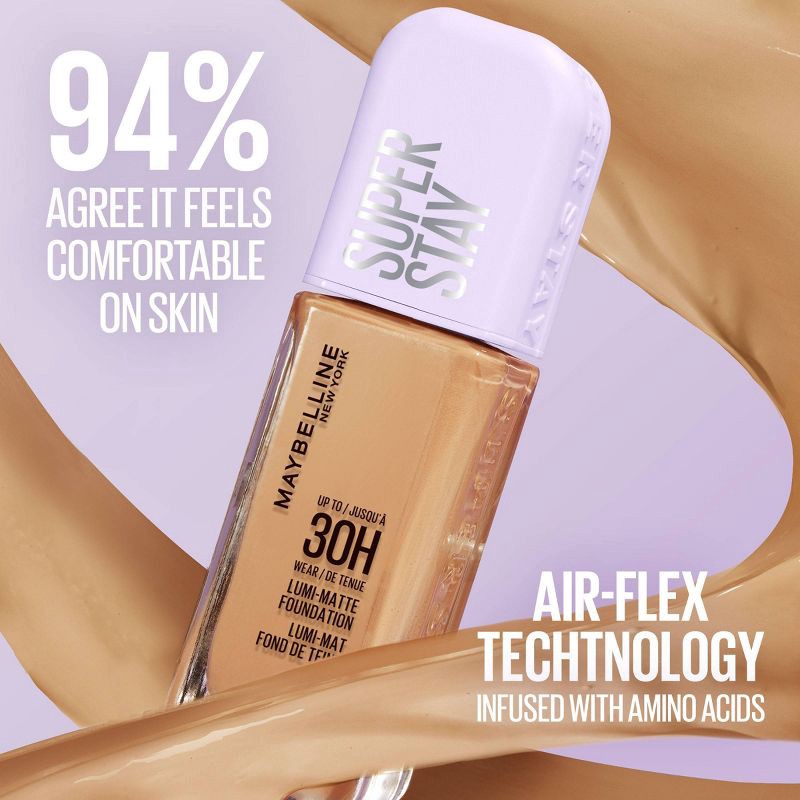 slide 7 of 9, Maybelline Super Stay Up to 30HR Wear Lumi-Matte Liquid Foundation - 102 - 1 fl oz, 102 x 1 fl oz