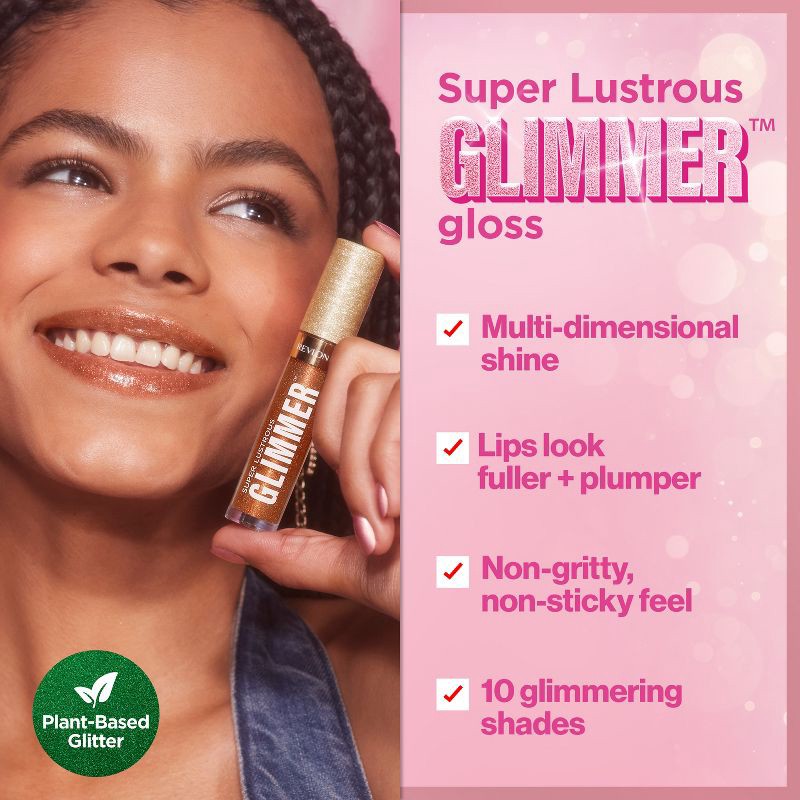 slide 4 of 14, Revlon Super Lustrous Glimmer Gloss - Plant Based Glitter - 008 Rose Glow - 0.13 fl oz, 0.13 fl oz
