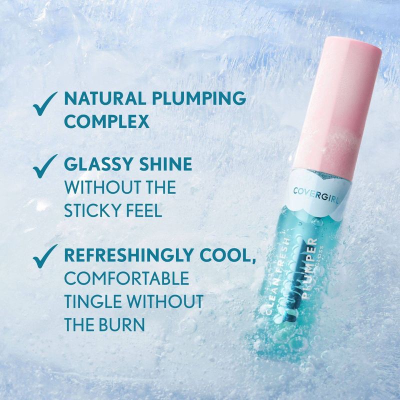 slide 5 of 8, COVERGIRL Clean Fresh Yummy Gloss Plumper - Freeze The Day - 0.33 fl oz, 0.33 fl oz