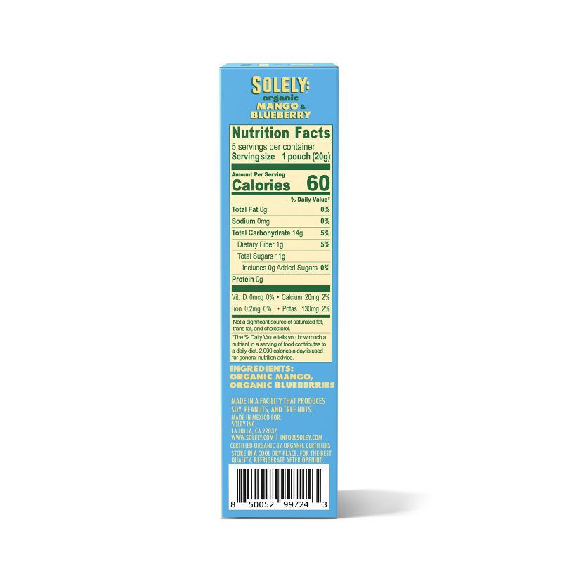 slide 3 of 5, Solely Organic Mango & Blueberry Whole Fruit Gummies - 3.5oz/5ct, 3.5 oz, 5 ct