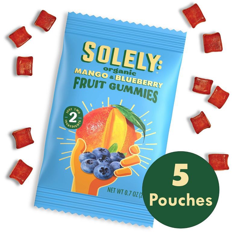 slide 5 of 5, Solely Organic Mango & Blueberry Whole Fruit Gummies - 3.5oz/5ct, 3.5 oz, 5 ct