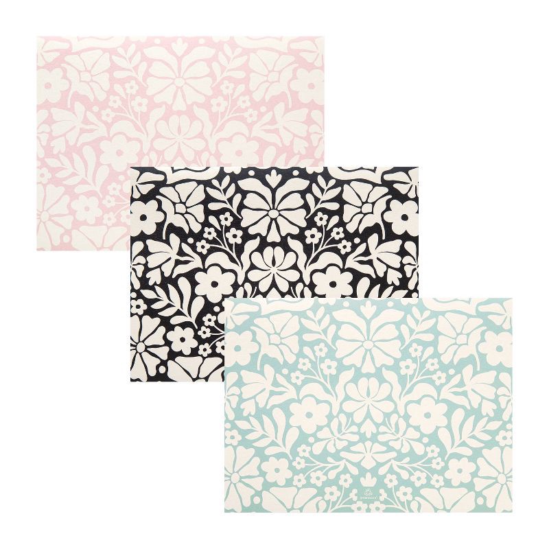 slide 2 of 3, greenroom 3ct Paper 1 Pocket Folder Document Holders Mirror Floral, 3 ct