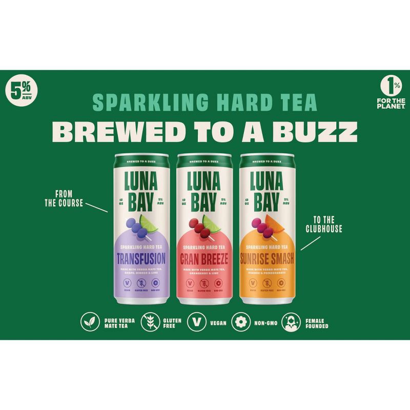 slide 3 of 18, Luna Bay Booch Co Luna Bay Clubhouse Sparkling Hard Tea - 6pk/12 fl oz Cans, 6 ct; 12 fl oz