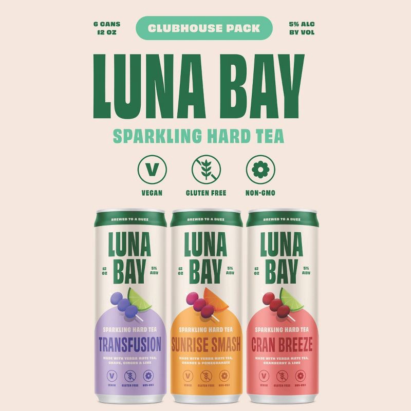 slide 5 of 18, Luna Bay Booch Co Luna Bay Clubhouse Sparkling Hard Tea - 6pk/12 fl oz Cans, 6 ct; 12 fl oz
