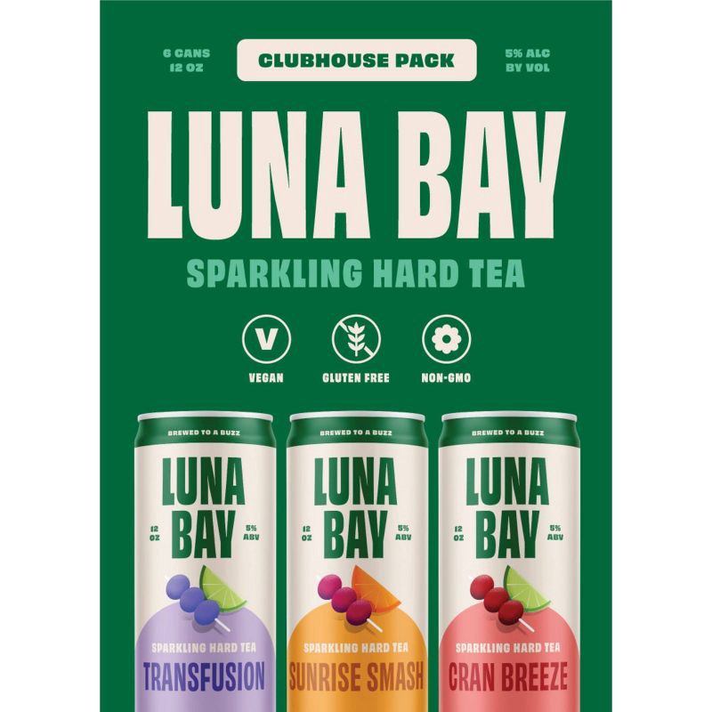 slide 4 of 18, Luna Bay Booch Co Luna Bay Clubhouse Sparkling Hard Tea - 6pk/12 fl oz Cans, 6 ct; 12 fl oz