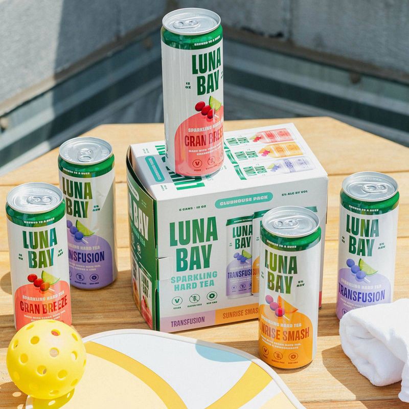 slide 9 of 18, Luna Bay Booch Co Luna Bay Clubhouse Sparkling Hard Tea - 6pk/12 fl oz Cans, 6 ct; 12 fl oz