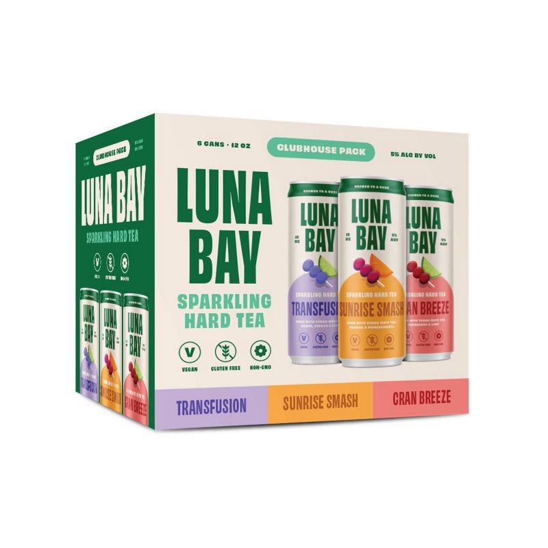 slide 1 of 18, Luna Bay Booch Co Luna Bay Clubhouse Sparkling Hard Tea - 6pk/12 fl oz Cans, 6 ct; 12 fl oz