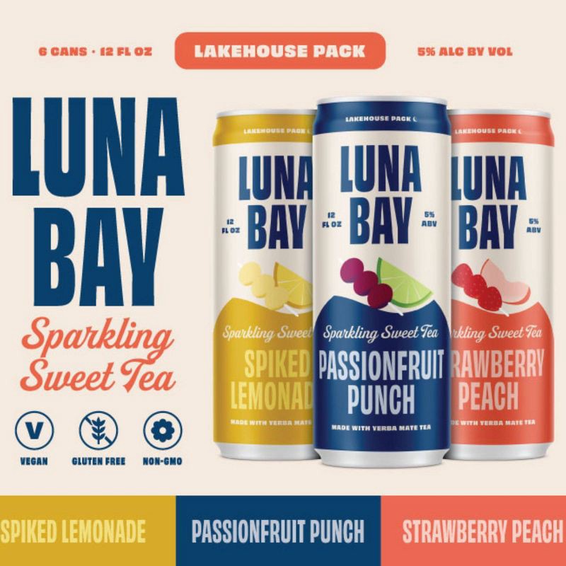 slide 12 of 16, Luna Bay Booch Co Luna Bay Lakehouse Sparkling Hard Tea - 6pk/12 fl oz Cans, 6 ct; 12 fl oz
