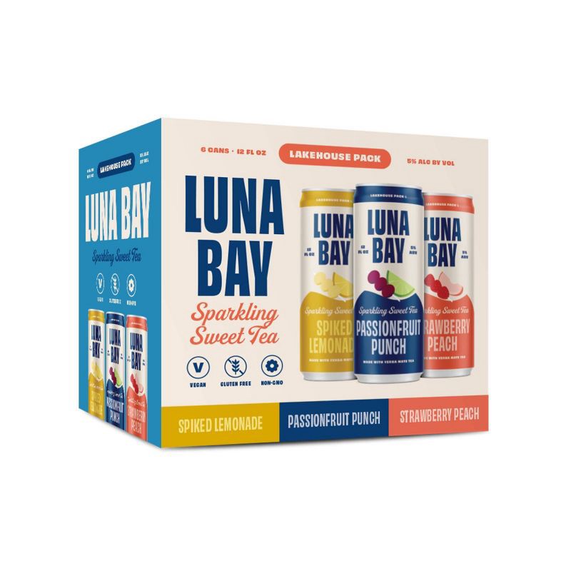 slide 1 of 16, Luna Bay Booch Co Luna Bay Lakehouse Sparkling Hard Tea - 6pk/12 fl oz Cans, 6 ct; 12 fl oz