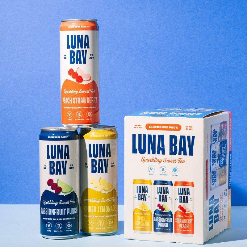 slide 4 of 16, Luna Bay Booch Co Luna Bay Lakehouse Sparkling Hard Tea - 6pk/12 fl oz Cans, 6 ct; 12 fl oz