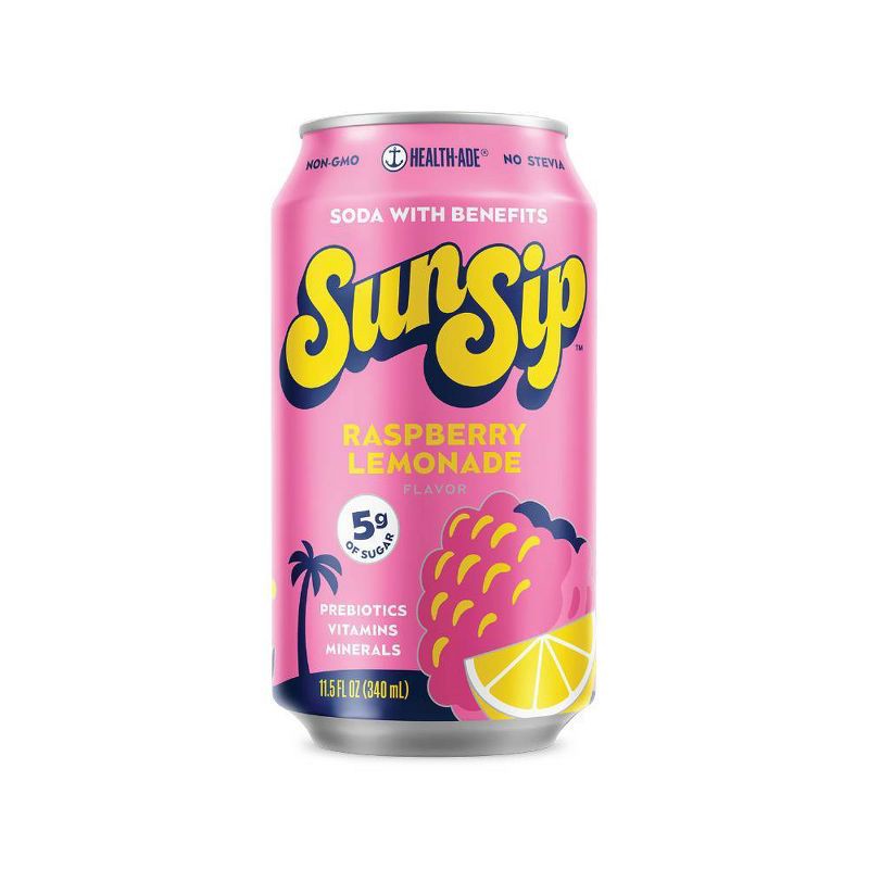 slide 1 of 7, Health-Ade SunSip Raspberry Lemonade Soda with Benefits - 11.5 fl oz Can, 11.5 fl oz