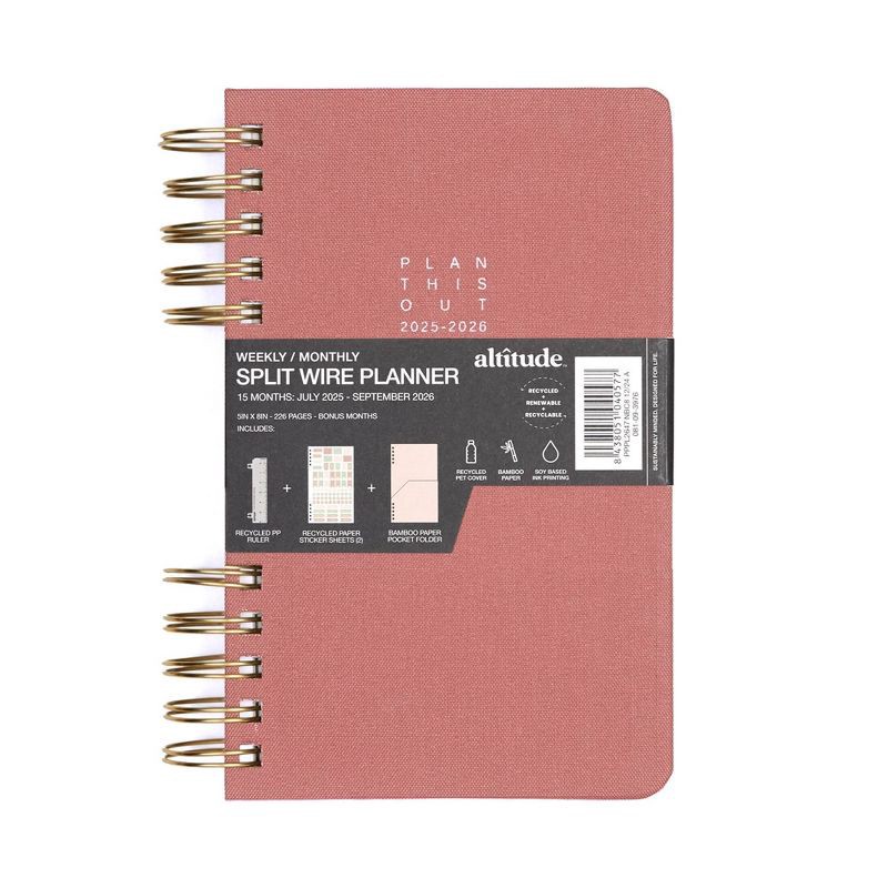 slide 1 of 12, Altitude Planner 5"x8" Monthly & Weekly Mauve Pink, 1 ct