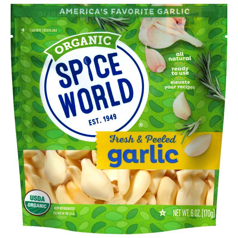 slide 1 of 3, Spice World Organic Peeled Garlic - 6oz, 6 oz