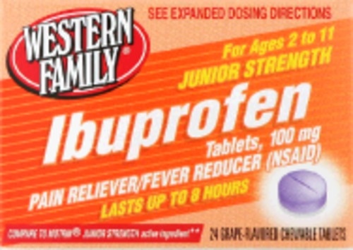 slide 1 of 1, Western Family Ibuprofen Caps Junior Grape, 24 ct