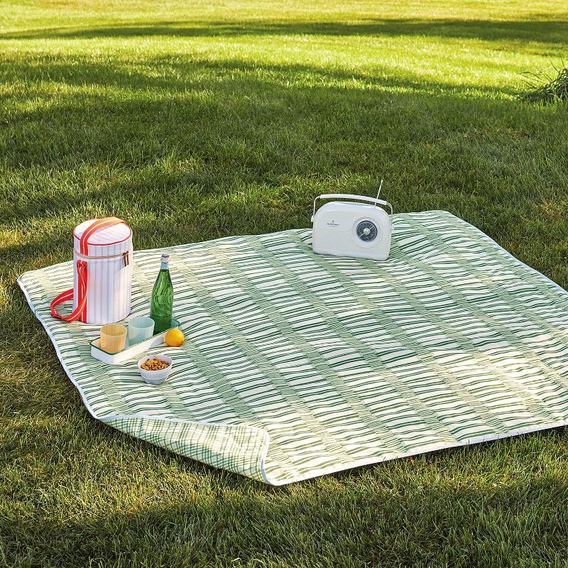 slide 2 of 4, Hearth & Hand with Magnolia 70"x70" Reversible Plaid Picnic Blanket Green/Blue/Cream - Hearth & Hand™ with Magnolia, 1 ct