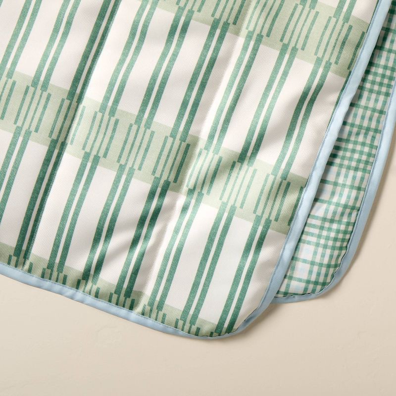 slide 4 of 4, Hearth & Hand with Magnolia 70"x70" Reversible Plaid Picnic Blanket Green/Blue/Cream - Hearth & Hand™ with Magnolia, 1 ct