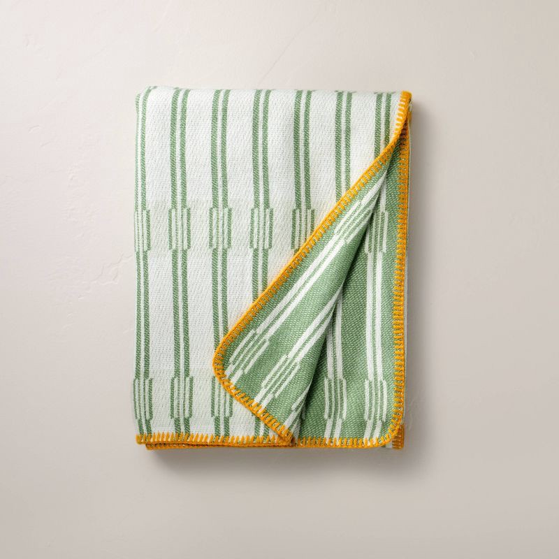 Hearth & Hand with Magnolia Broken Stripe Border Stitch Throw