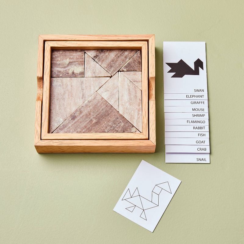 slide 1 of 4, Hearth & Hand with Magnolia Marble & Wood Tangram Puzzle - Hearth & Hand™ with Magnolia, 1 ct