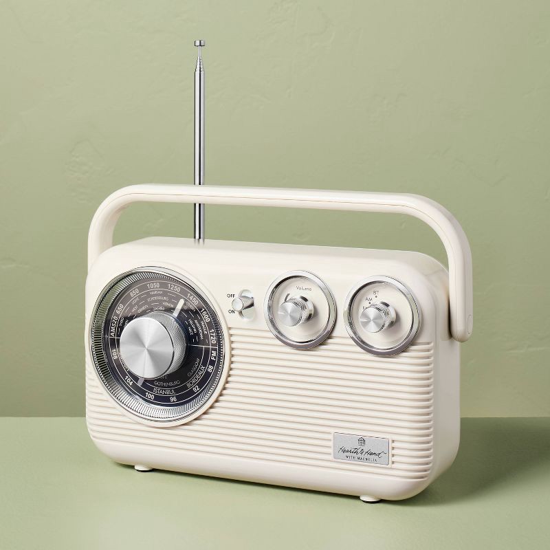 slide 3 of 5, Hearth & Hand with Magnolia Retro Portable AM/FM Bluetooth Radio Cream - Hearth & Hand™ with Magnolia, 1 ct
