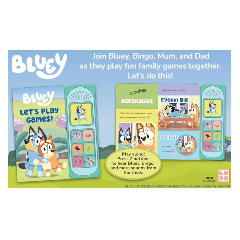 slide 2 of 9, Bluey: Let's Play Games! Sound Book - by Pi Kids (Board Book), 1 ct