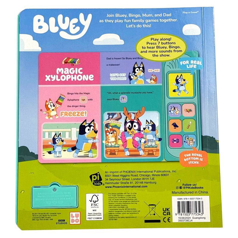 slide 6 of 9, Bluey: Let's Play Games! Sound Book - by Pi Kids (Board Book), 1 ct