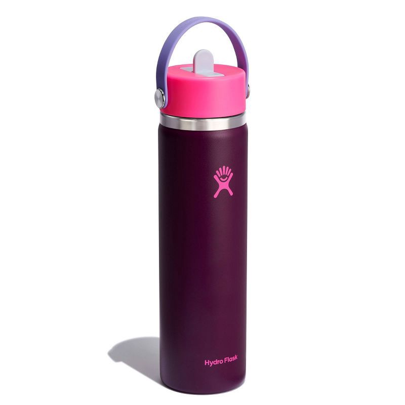 slide 2 of 3, Hydro Flask 24oz Wide Mouth Flex Straw Water Bottle Sugar Plum: Vacuum-Insulated, Leakproof, Dishwasher-Safe, 24 oz