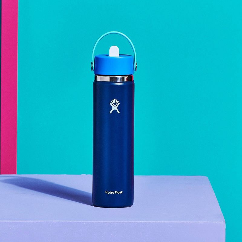 slide 3 of 3, Hydro Flask 24oz Wide Mouth Flex Straw Water Bottle Winter Night: Vacuum-Insulated, Dishwasher-Safe, Leakproof, 24 oz
