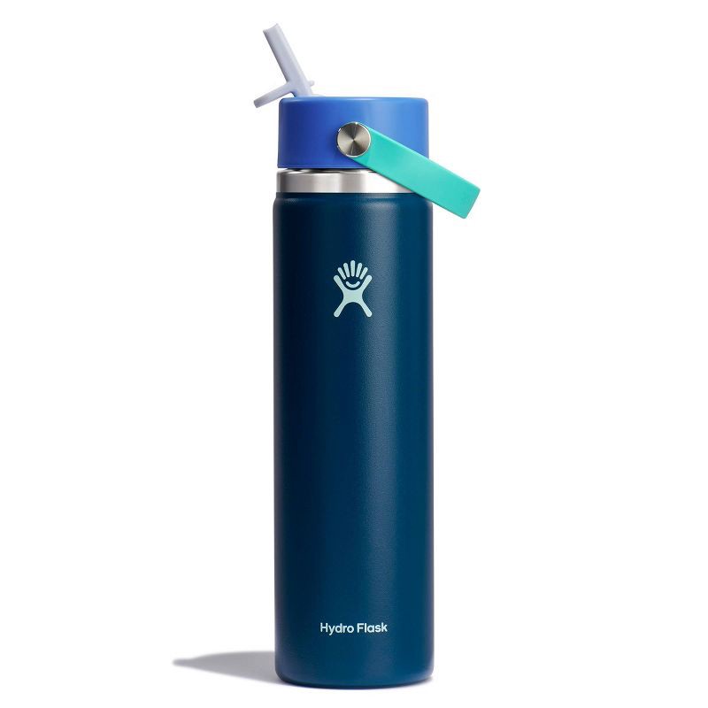 slide 1 of 3, Hydro Flask 24oz Wide Mouth Flex Straw Water Bottle Winter Night: Vacuum-Insulated, Dishwasher-Safe, Leakproof, 24 oz