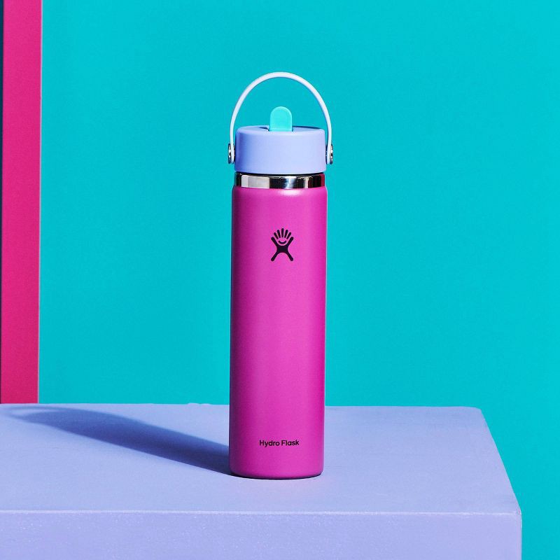 slide 3 of 4, Hydro Flask 24oz Wide Mouth Flex Straw Water Bottle Holiday Punch: Vacuum-Insulated, Leakproof, Dishwasher-Safe, 24 oz